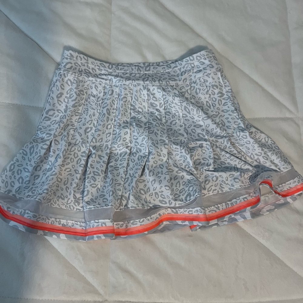 Lucky in Love Gray Skater Skirt with Orange Trim